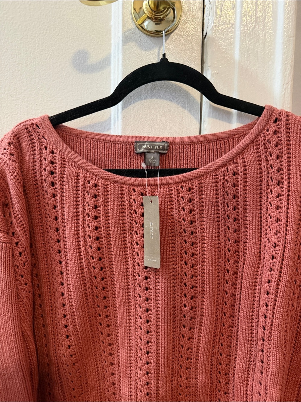 J. Crew Women’s Dusty Rose Open-Stitch Scoop Neck Sweater